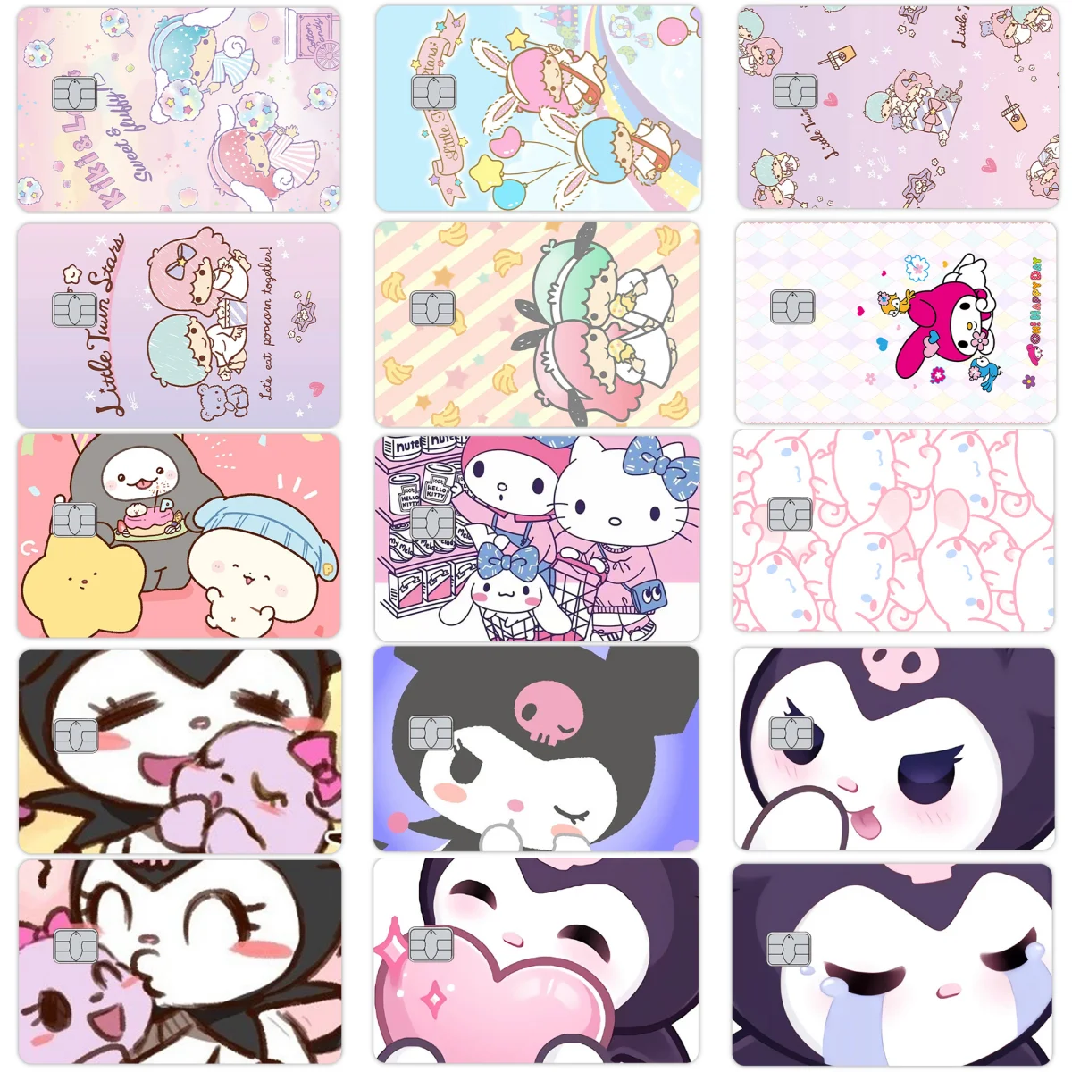 

Pvc Anime Diy Credit Card Skin Stickers Kawaii Kuromi My Melody Cinnamoroll Couple Diy Decor for Debit Visa Card Film Skin Gifts