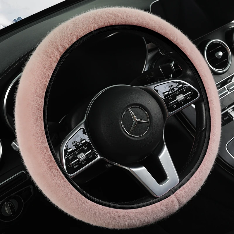 Elastic Car Steering Wheel Cover Without Inner Ring Warm Non-slip Universal Steering Wheel Cover Fits 14.5-15inch