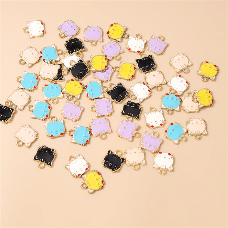 20 Stück 14x15mm Cartoon-Emaille-Tieranhänger Katzen-Charms für die Herstellung von Ohrhängern, Halsketten, Armbändern, DIY-Bastelarbeiten, Schmuckzubehör – Detail 14