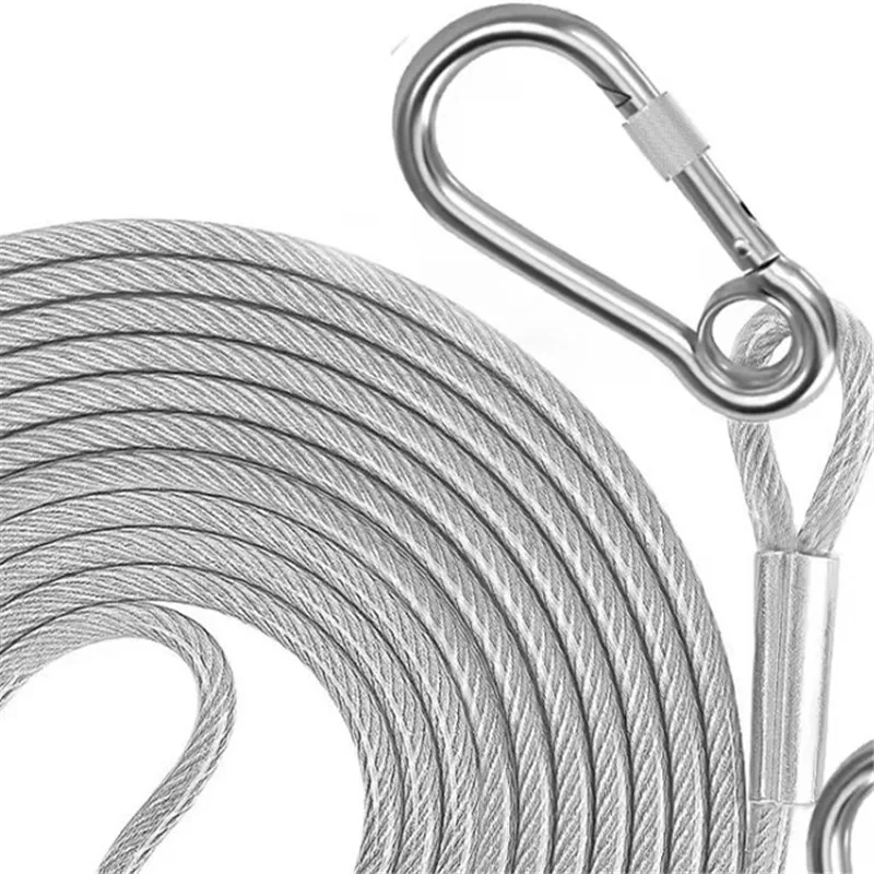

Robust Double-Headed Dog Leash; 3-10M Tie Out Cable; Outdoor Anti-Rust Steel Wire with Metal Buckle, Dog Training Collar.