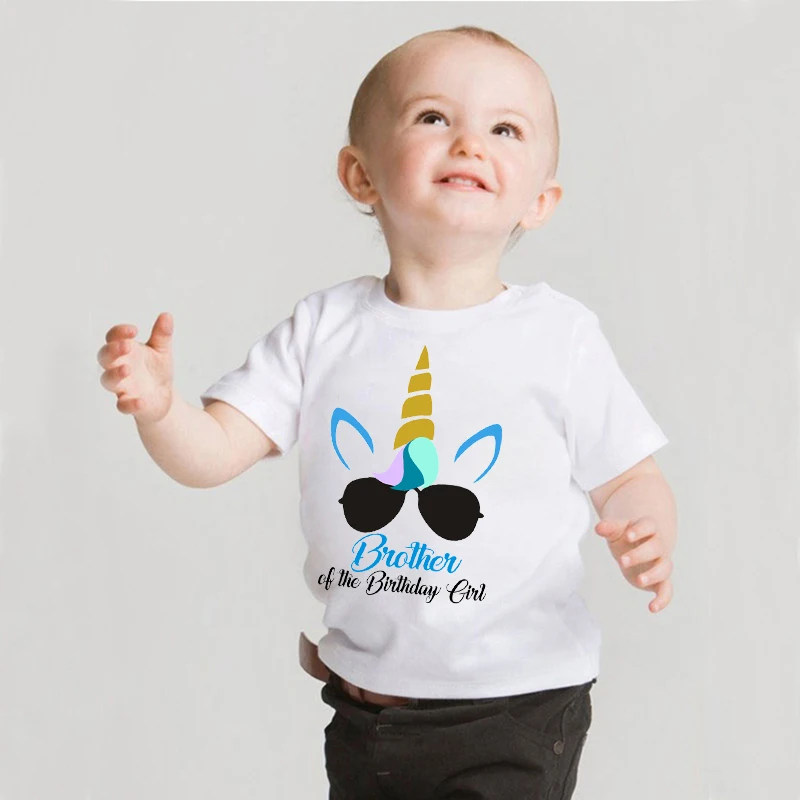 1pc Family Matching Clothes Unicorn Daddy Mommy Brother Sister Girls Birthday Tshirts Funny Summer Family Look Party Tees Tops