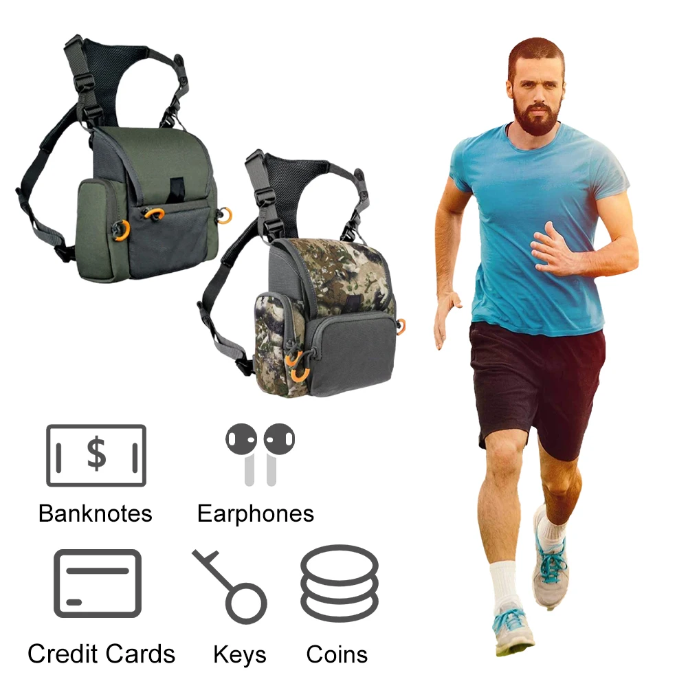 Modische Geschirrtasche, leichte Polyester-Rucksäcke für die Jagd, Wandern, mit Entfernungsmesser-Tasche und Regenschutz, Bino-Taschen