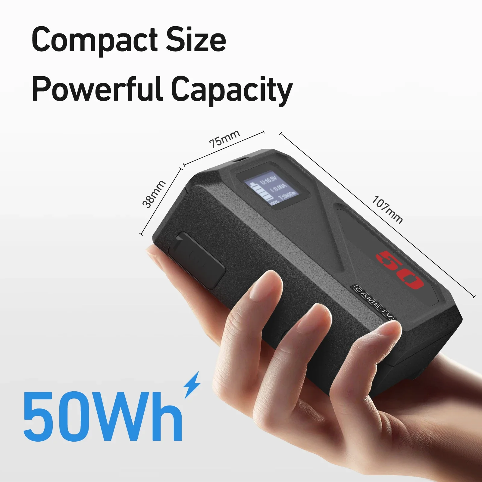 Came V Lock Battery, Mini 50C Cell with D-tap/USB-A/BP Interface, Mouth Charger Power 3450mAh 50Wh Mini V Mount Battery