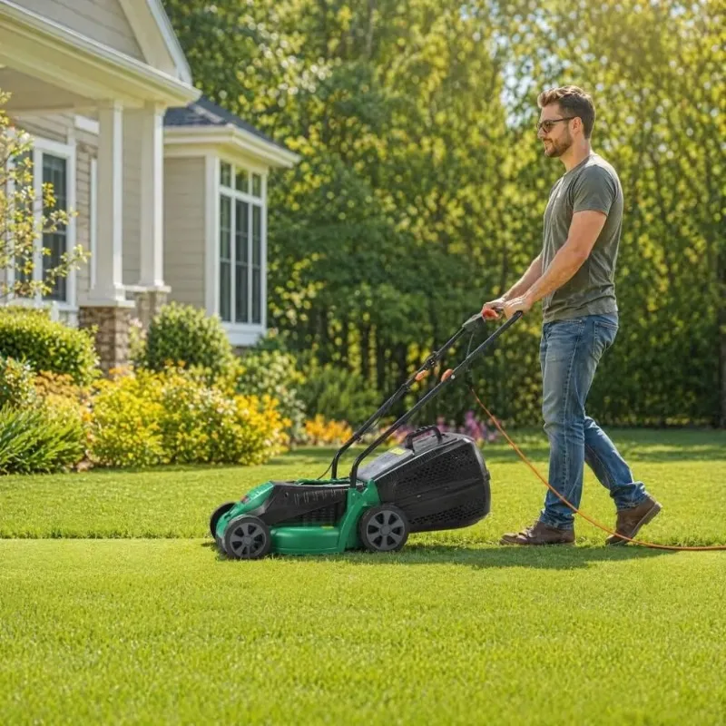1600w Hand-Pushed Lawn Mower Powerful Adjustable Self-Propelled Lawn Mower Foldable Push-Style