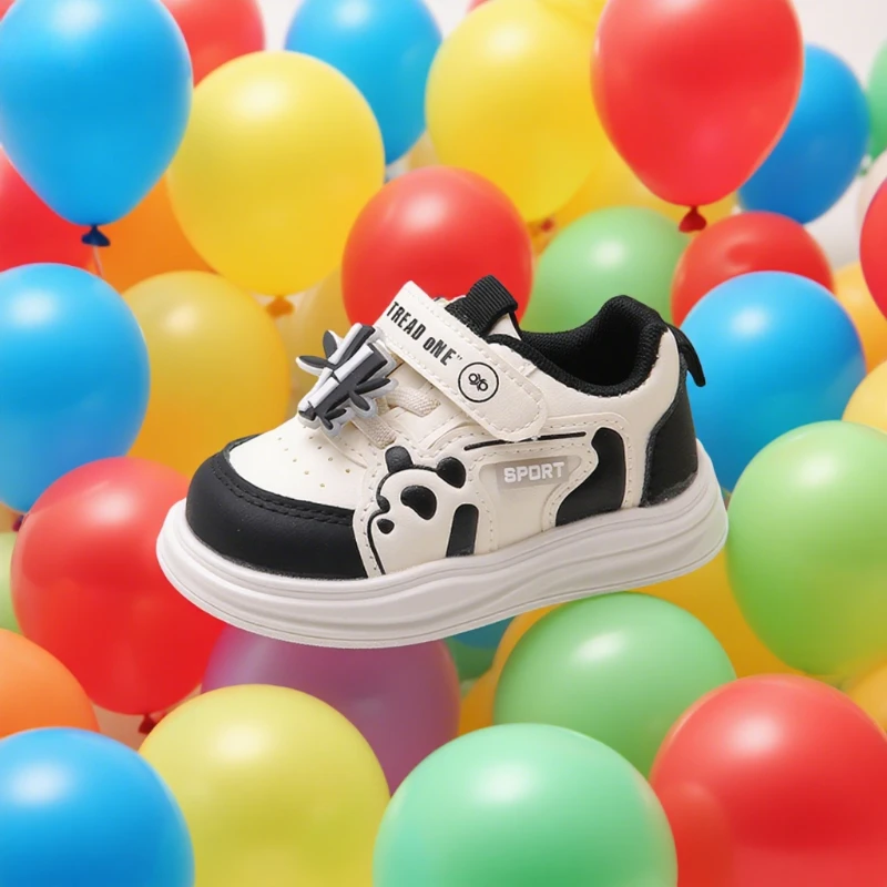 

Children's Sneakers 0-6 Years Old Cartoon Boys Girls Single Shoes Four Seasons Models Black Soft Non-slip Kids Board Shoes