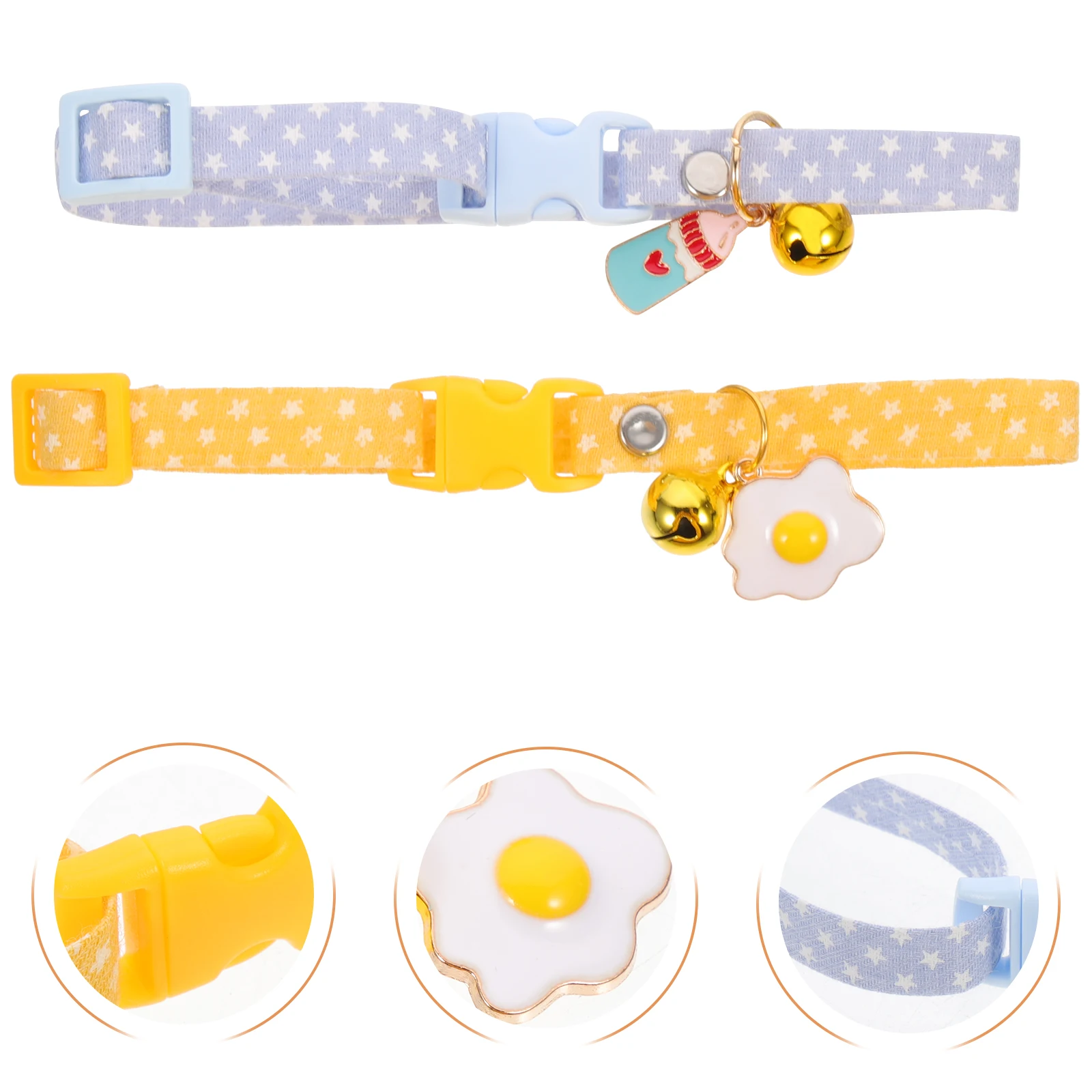 

2 Pcs Cat Collar Pendant Bell Cute Collars Kitten for Cats Cotton Polyester