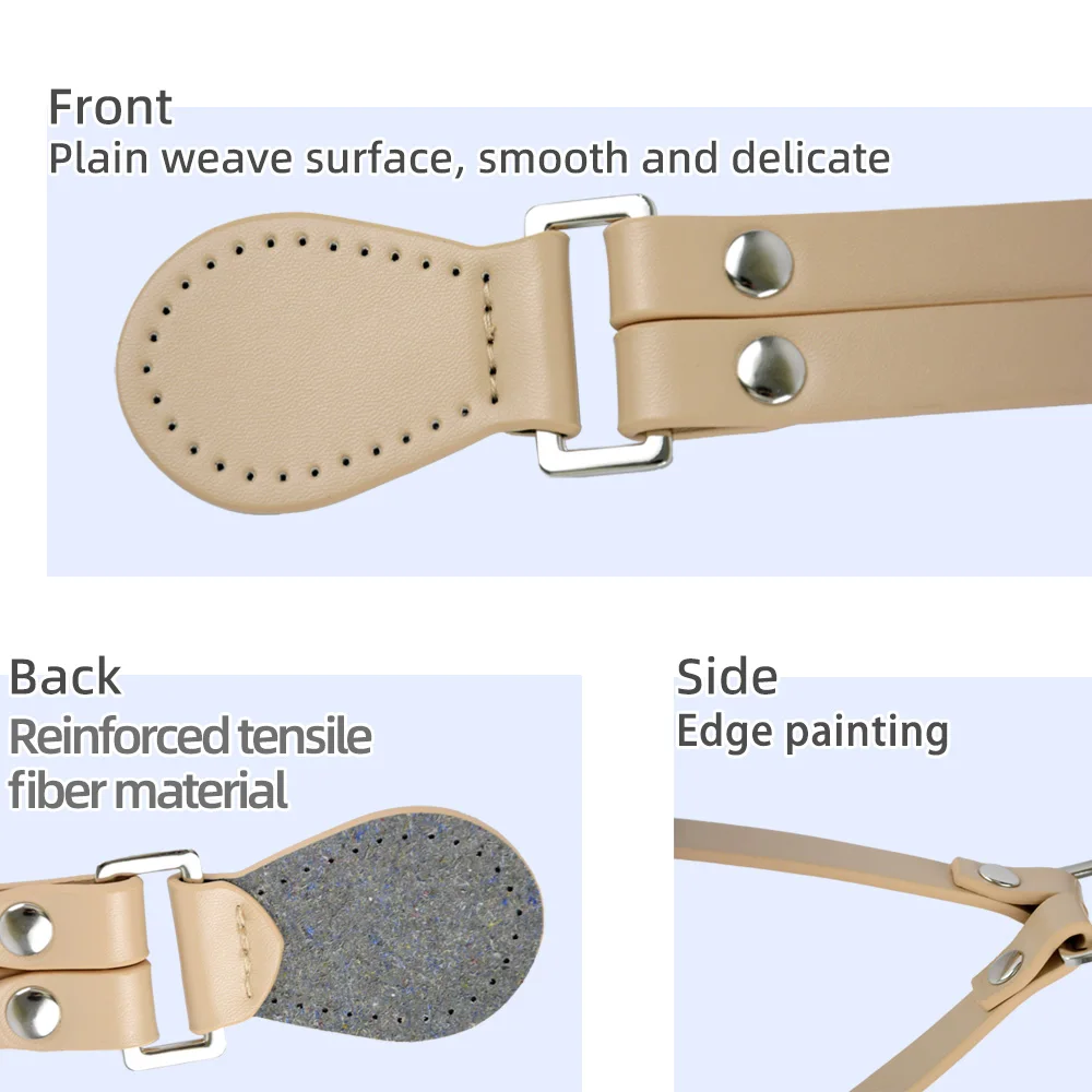 1 Pair of Multifunctional Hand Stitched Sewn Leather Bag Straps Handles Replacements for Single Shoulder Held Bags Accessories