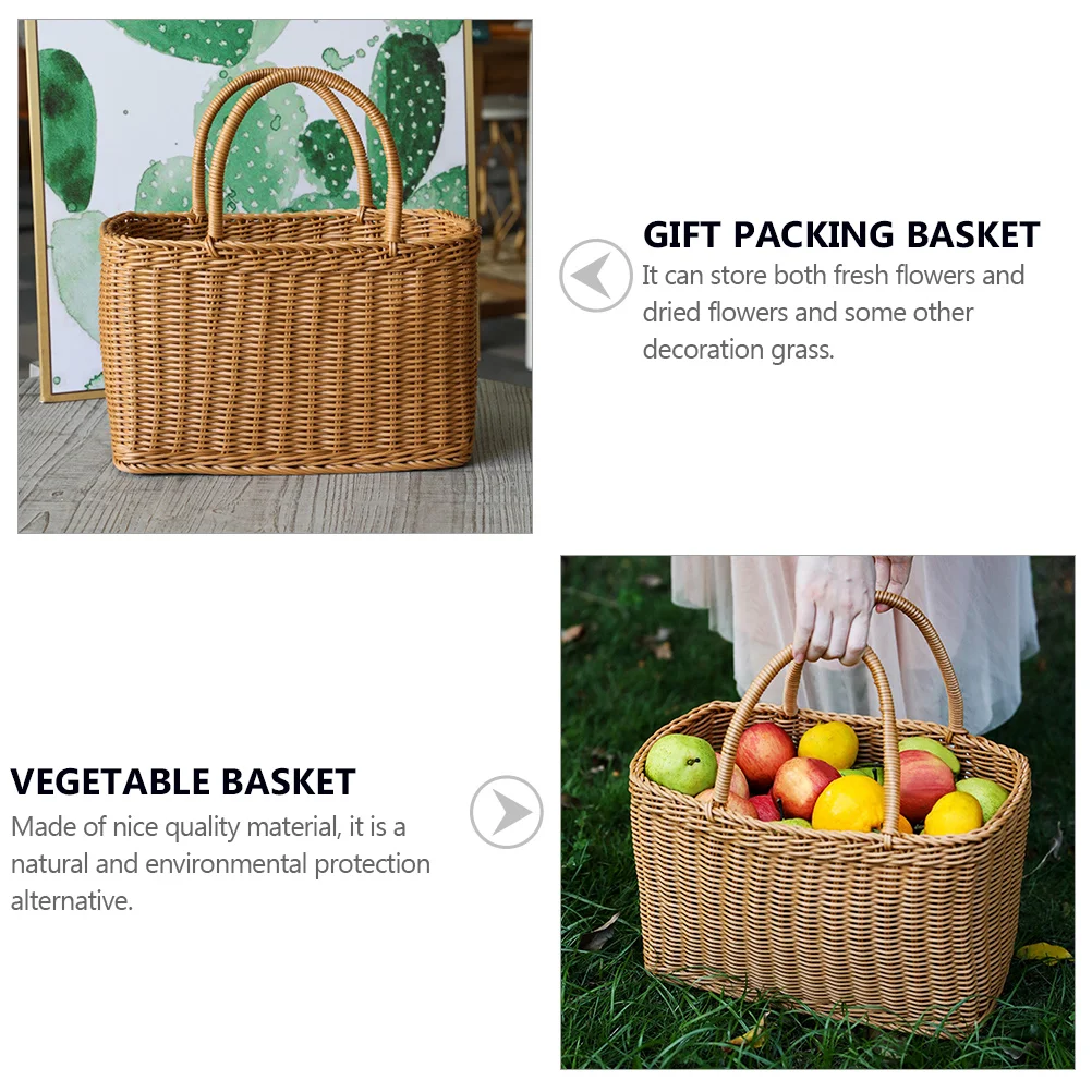 Woven Basket Baskets Household Hand Beach Bag Gift Packing Shopping Ocean Decor