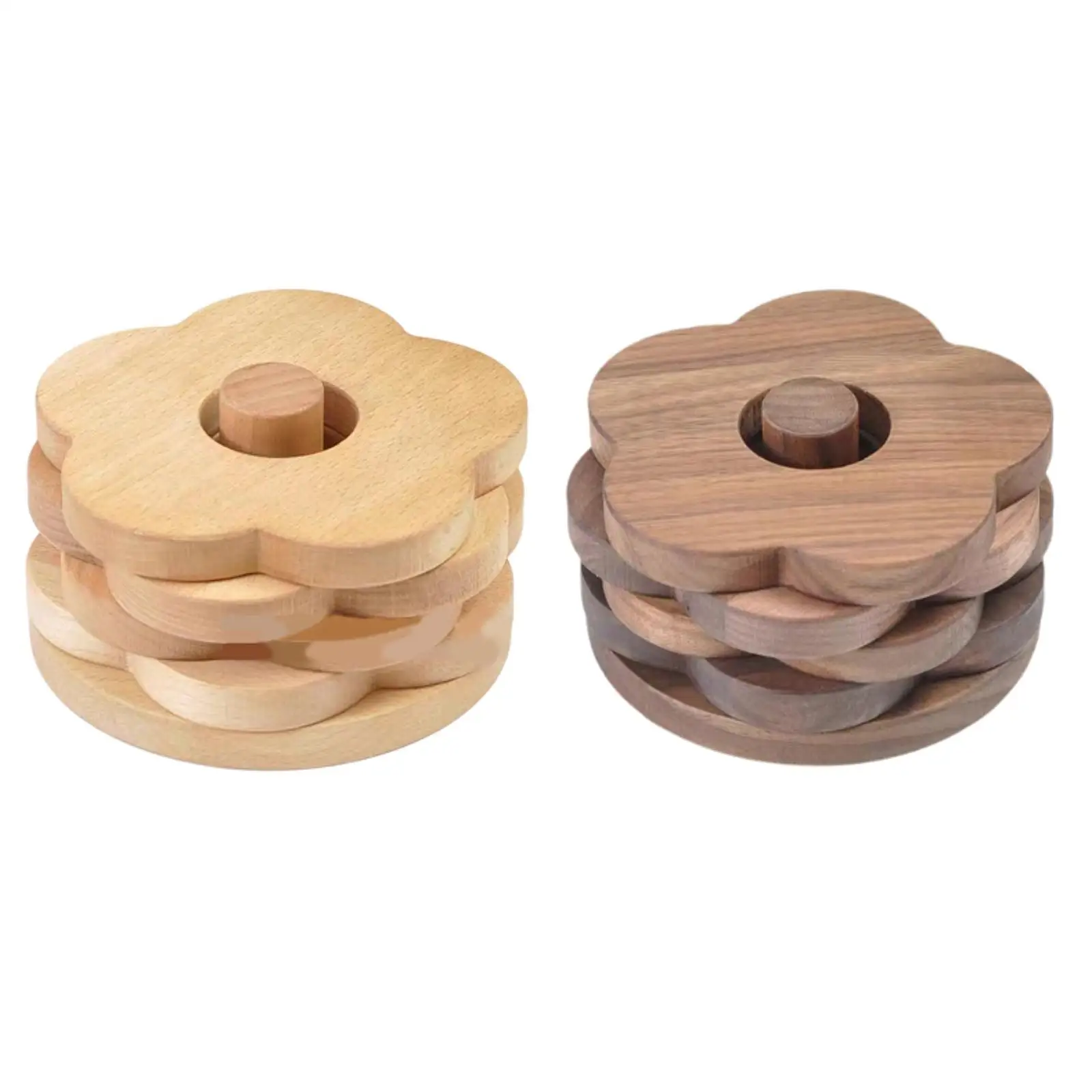 Houten onderzetters Bekeronderzetters Houten bekermat Tafelbescherming Onderzetters met houder voor theebar Mokken Thuis eettafel