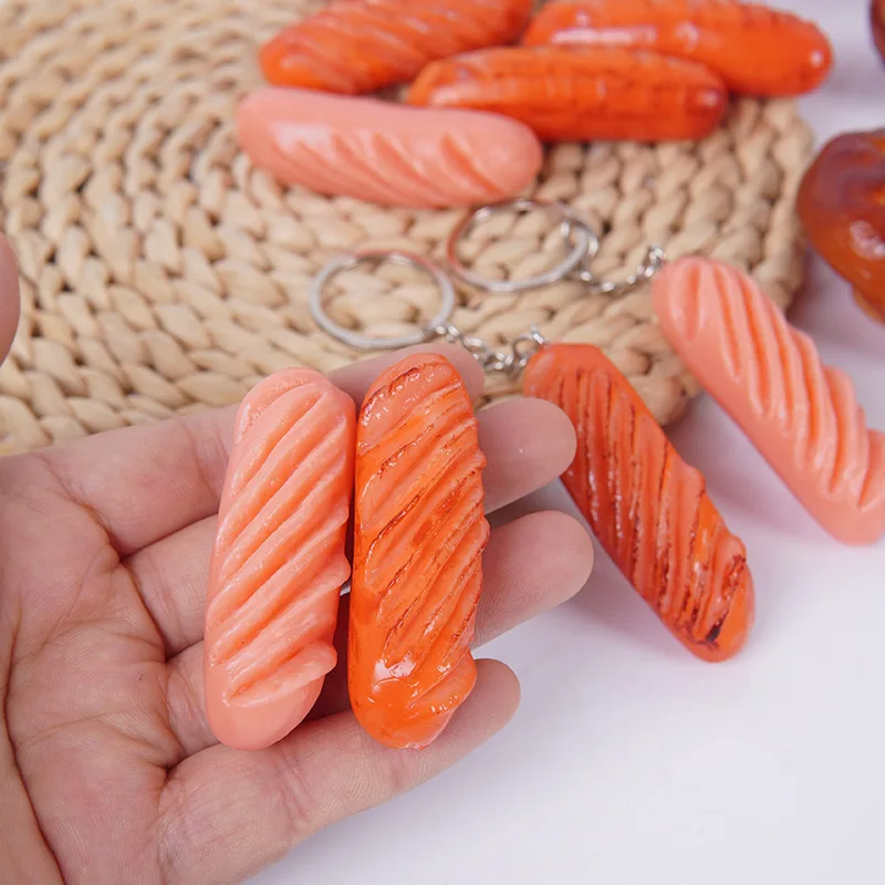 

Fake Mini Hot Dog Sausage Meat Grilled Artificial Sausage Model PVC Simulation DIY Handmade Keychain Toys Home Decor Decorations