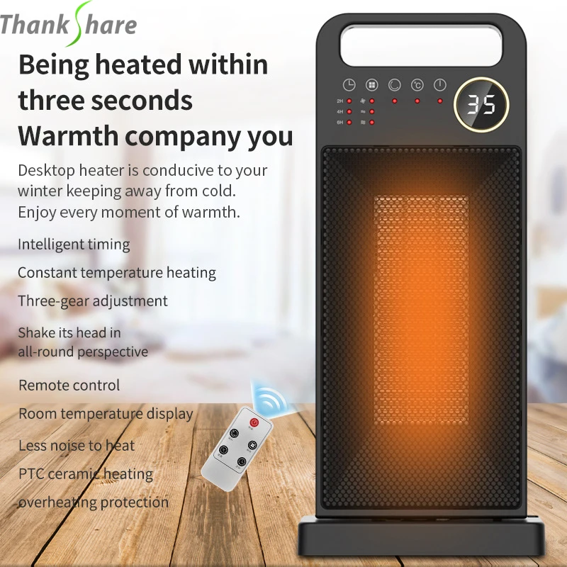 Electric Heater Smart Thermostat Vertical Heater Household Radiator Remote Warmer Machine Winter Heating Warmer for Home Office