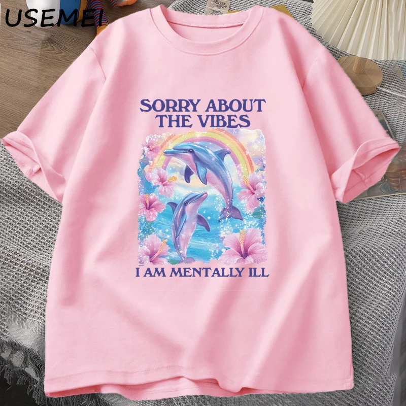 Sorry about The Vibes Unisex T Shirt Silly Weird T-shirt Funny Mentally Tshirt Cotton Short Sleeve Tshirt Male Clothes Tops image 3