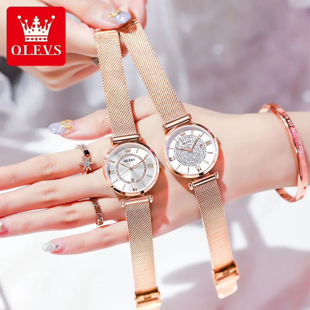 OLEVS-reloj de cuarzo de lujo para mujer, Pulsera Original de marca superior, resistente al agua, con calendario, a la moda, 6892