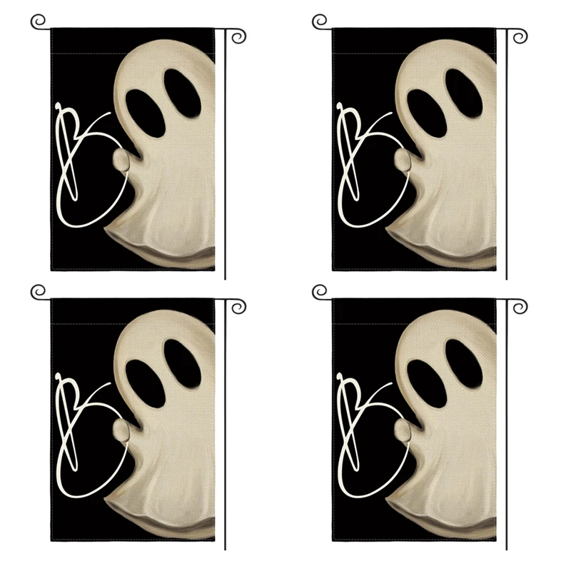 ハロウィーンをテーマにした両面プリントのリネンの庭の旗、休日の装飾、ウェルカムフラグ、入り口