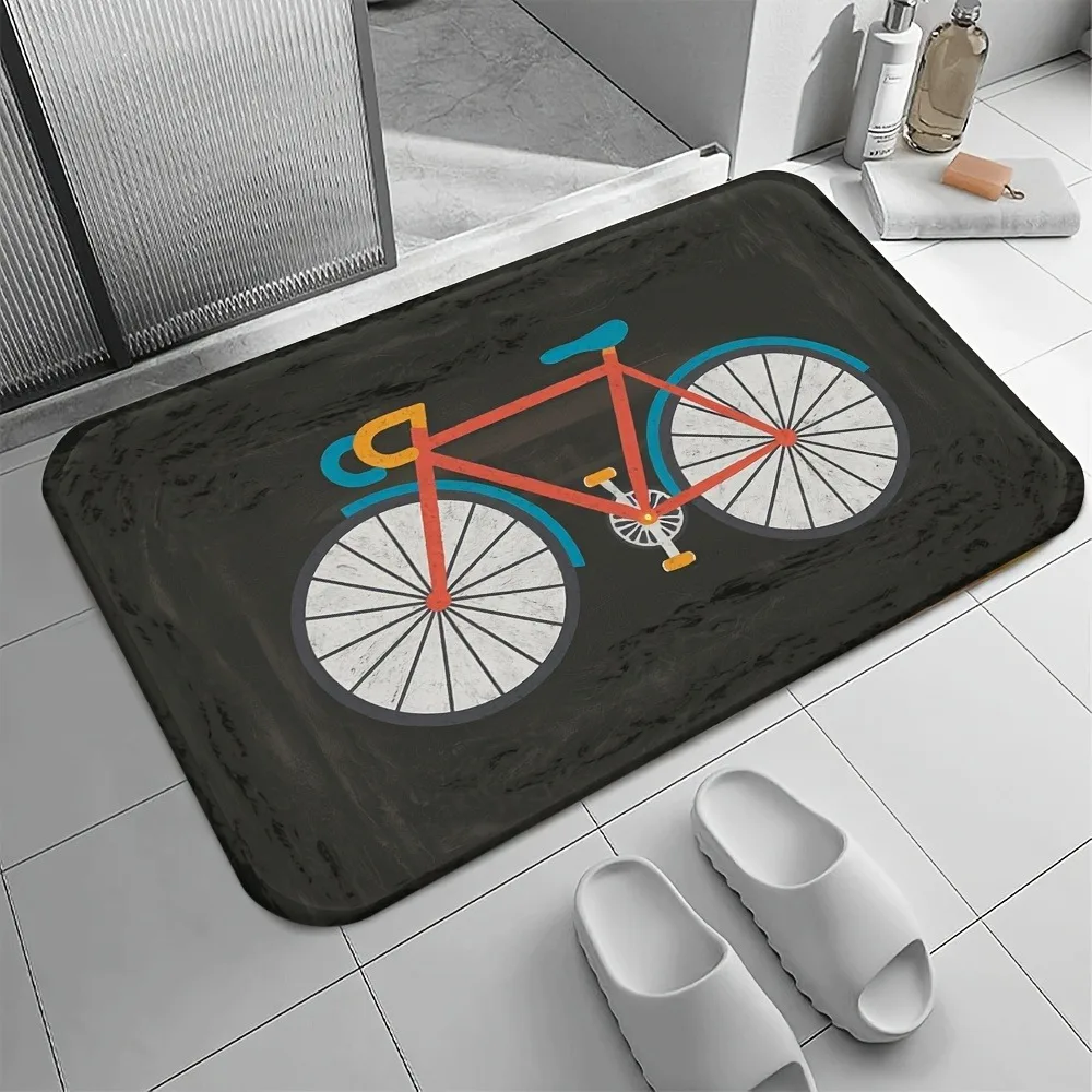 

1PC Bicycle arts pattern Door Mats Kitchen Rugs Non-Slip Pop design Living room Rugs Bath Mat Carpet for Home Sink Laundry Decor