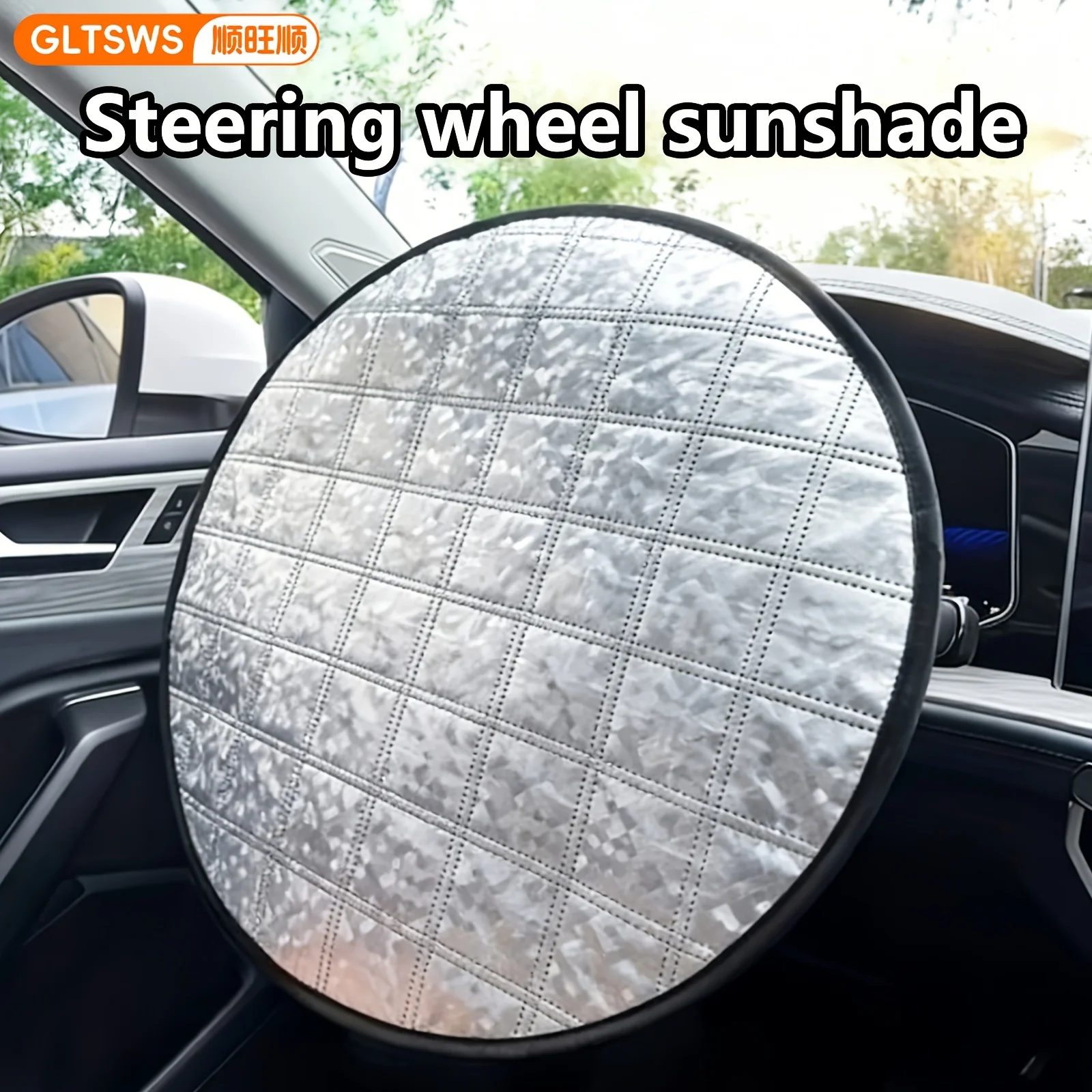 Car Steering Wheel Sun Shade Cover UV-Blocking Steering Sun Protection Cover 43CM Universal Sun Visor Protector Prevent Aging