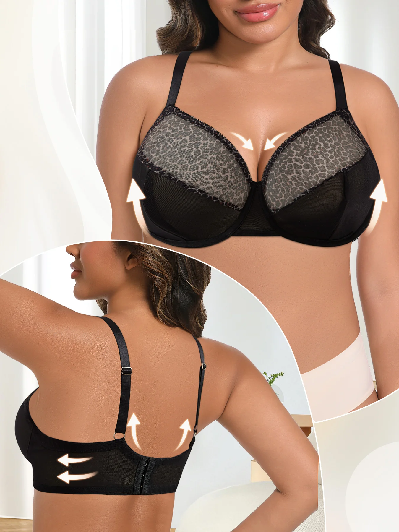 Plus Size Sexy Leopard Print & - Sheer Bra Lace recension och pris