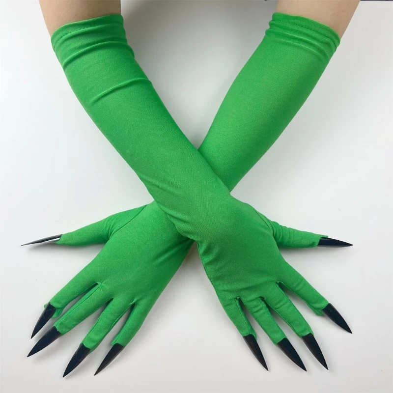 Fingernails Full Finger Gloves with Long Nails for Halloween Costume Props Fingernails Gloves Long Nails