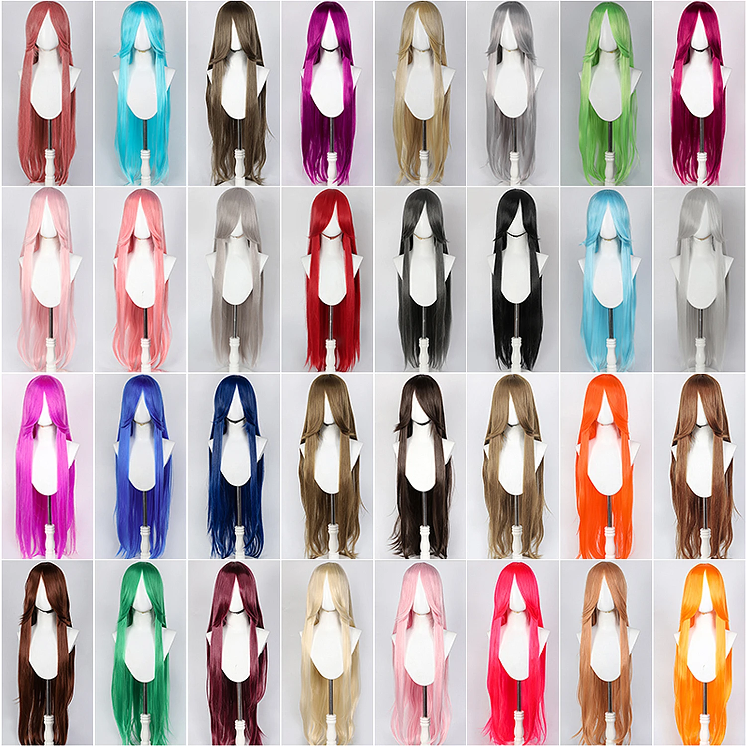 100CM Long Straight Wig With Bangs Synthetic Cosplay Wig For Women Pink Purple Cosplay Wigs for Party For Halloween