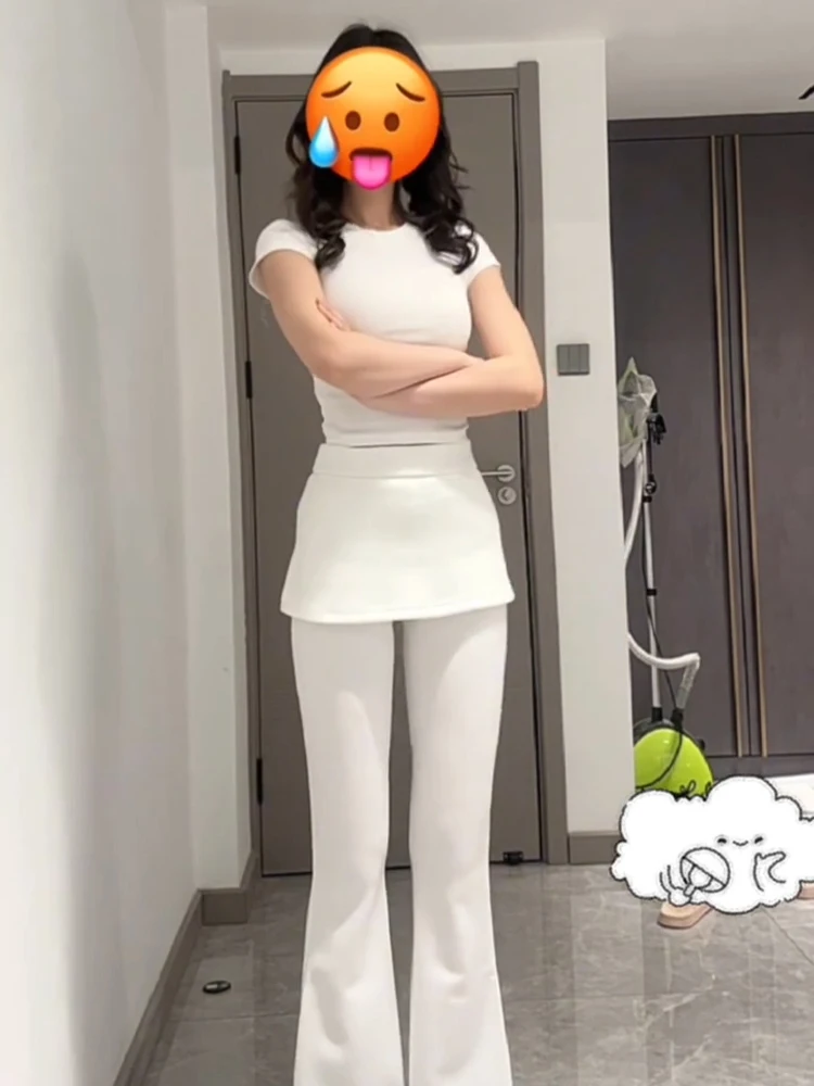 White Flared Yoga Pants Women's Casual Skirt Pants Inteated High Waist Long Legs Spring New Sle Casual Pants