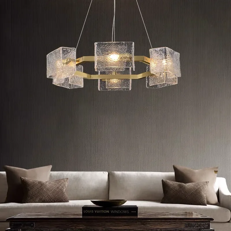 Nordic Luxury Crystal Chandelier for Living Room Dining Room Glass Pendant Light Gold Luster Bar Table Hanging Lamps