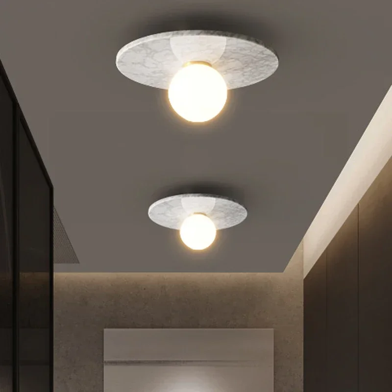 Nordic White Black Green Stone Aisle Corridor Lamp Marble Ceiling Light for Home Decor Living Room Bedroom Marble Lighting