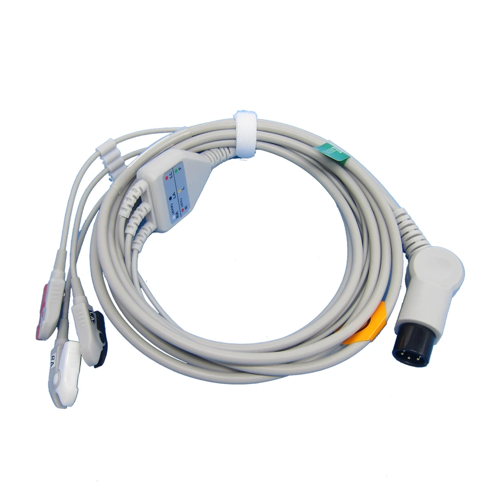 One-piece ECG cable with 3leads Clip for MIN*DRAY MEC1000,PM7000 patient monitor