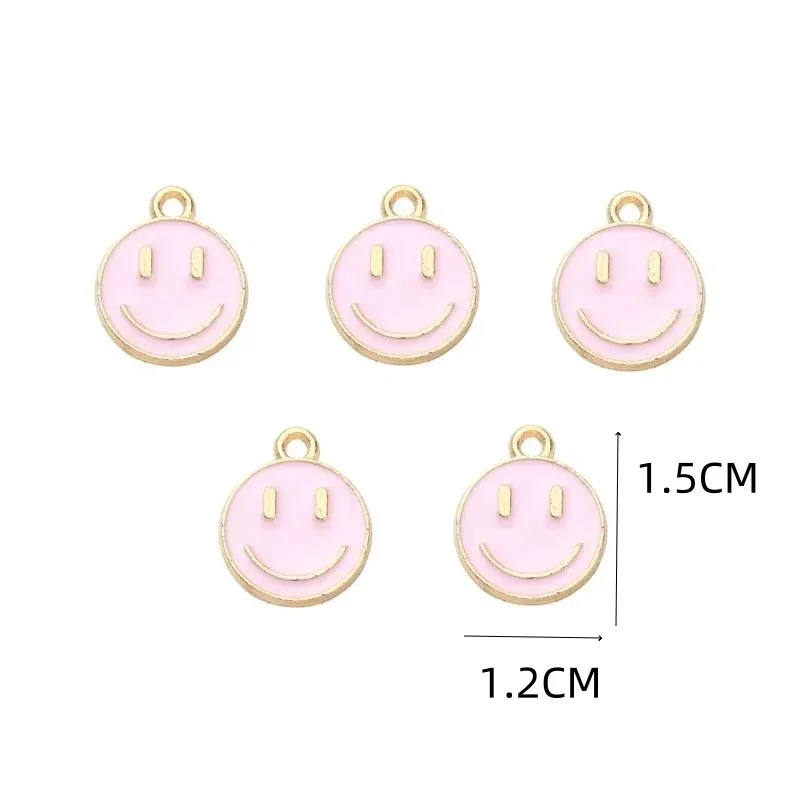 10Pcs/Lot Round Enamel Smiling Face Pendant Charms for Necklace Earring Bracelet Making DIY Jewelry Accessory Finding
