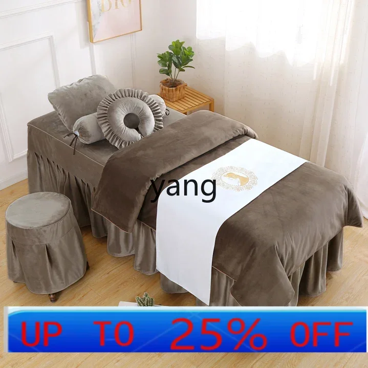 

Lmm beauty bedspread four-piece set, simple bedspread beauty salon special bed cover custom