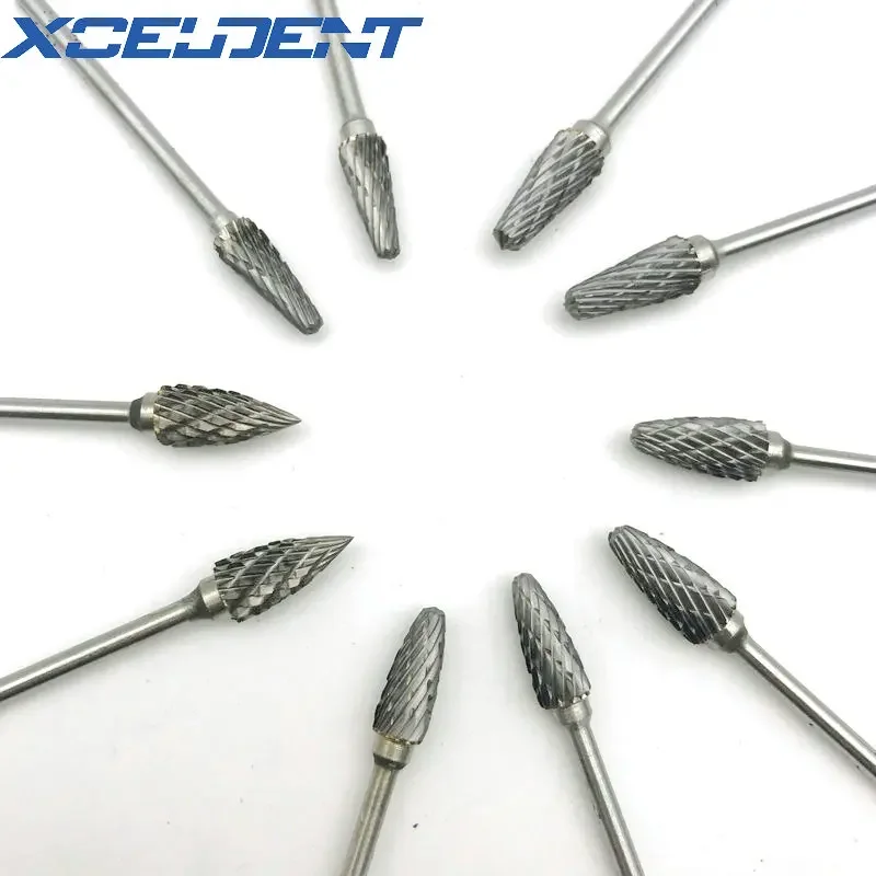 10pcs Dental Tungsten Carbide Burs Kits Dental Milling Cutters Tungsten Steel Grinding Head Burs Dentist Tools