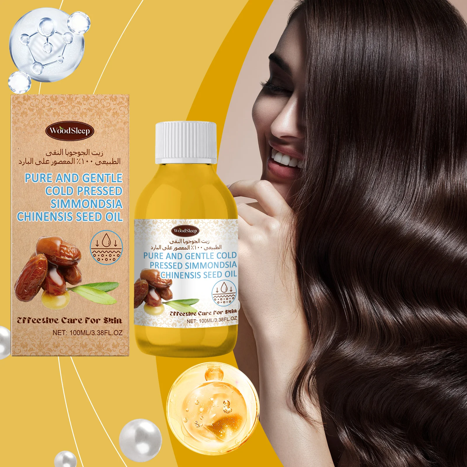 Multi purpose jojoba oil deeply moisturizes and nourishes the whole body, leaving the face smooth and radiant