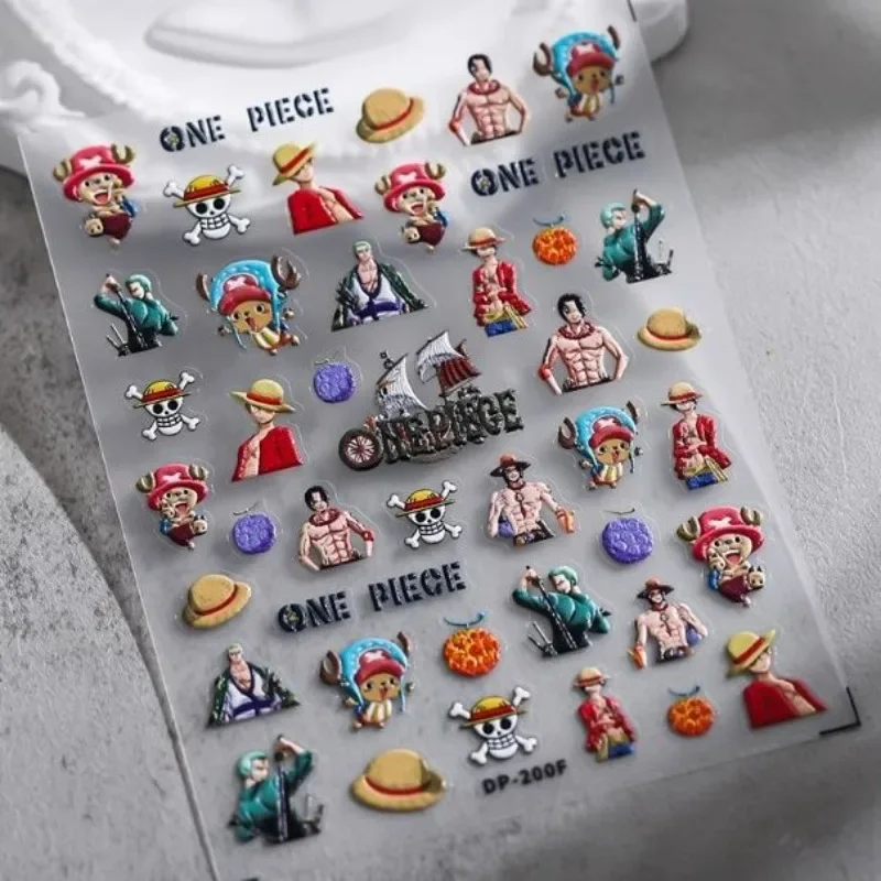 

Cartoon One Piece Cute Anime Relief Three-dimensional Luffy Zoro Chopper Nail Art Adhesive Stickers Kawaii Accessories Wholesale