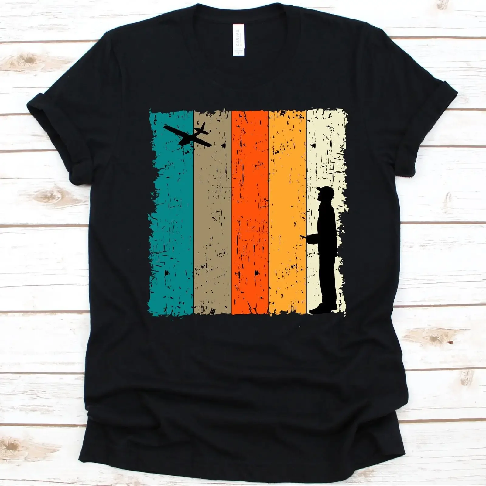 Camiseta Retrô Vintage de Piloto de Controle Remoto para Entusiastas de Aeromodelismo RC - Lavagem Vintage