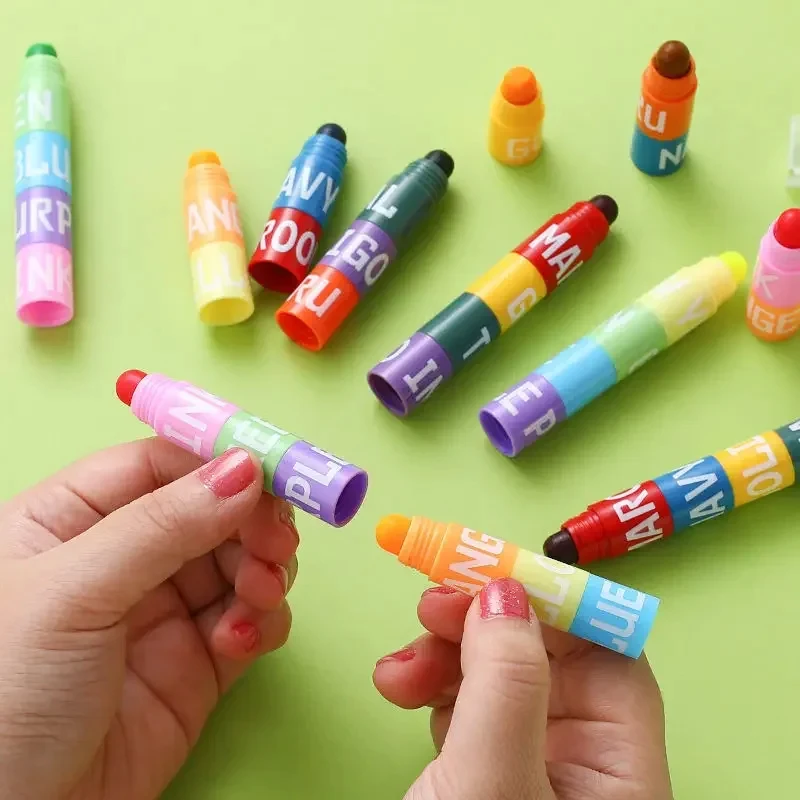 6/12pcs/set Colors Rainbow Mini Splicing Pastel Gel Highlighter Markers Pen Office School Stationery Painting Mark Art Supplies