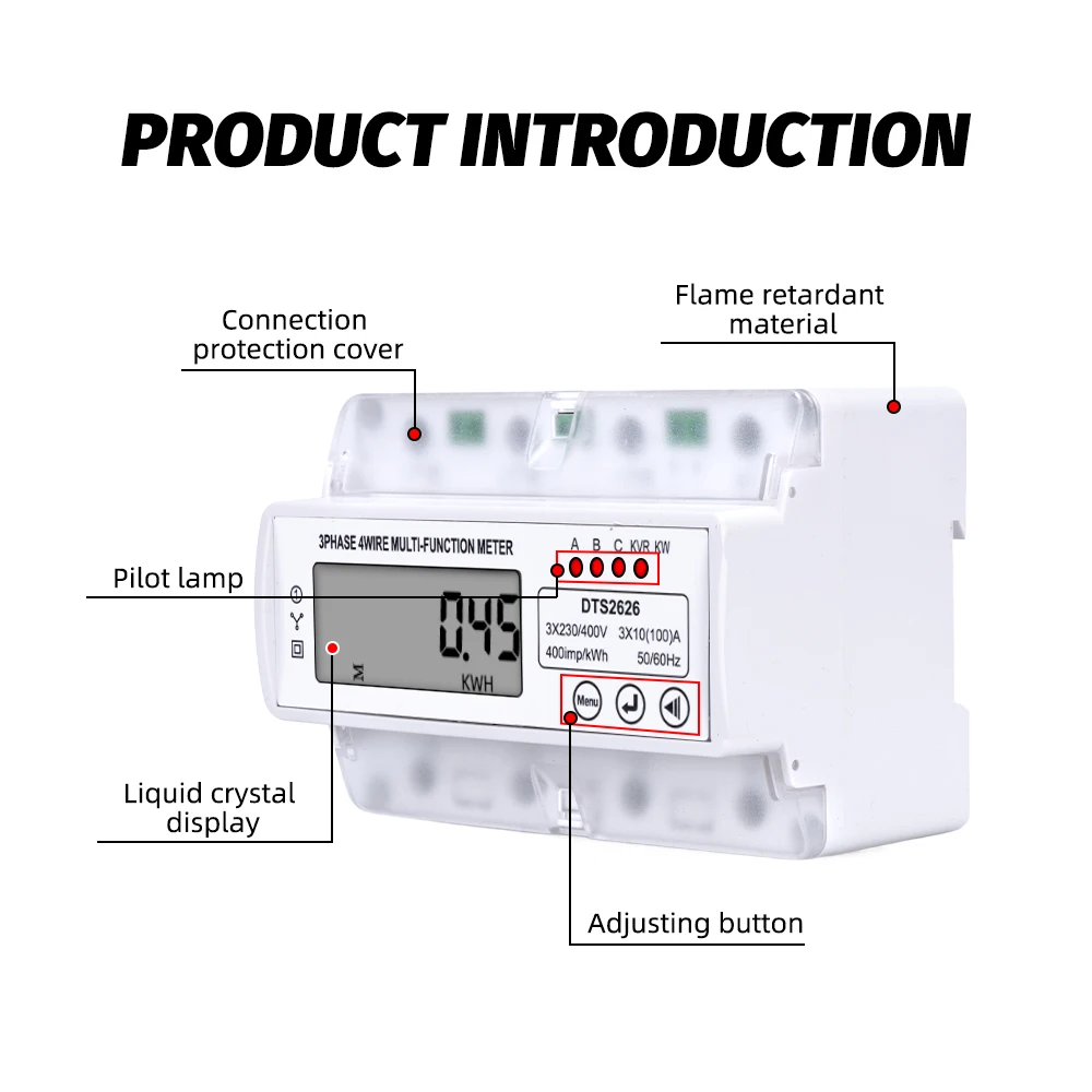 Trójfazowy czteroprzewodowy wielofunkcyjny cyfrowy miernik energii watowej wyświetlacz LCD watomierz napięcia kWh 380V 3X10 100A AC