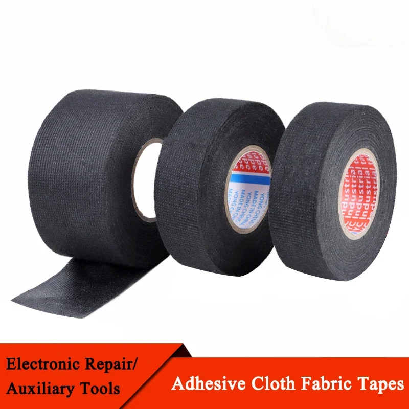 1/3/5 roll Heat-resistant Adhesive Cloth Fabric Tape 9-50mm For Automotive Cable Tape Harness Wiring Loom Electrical Heat Tapes