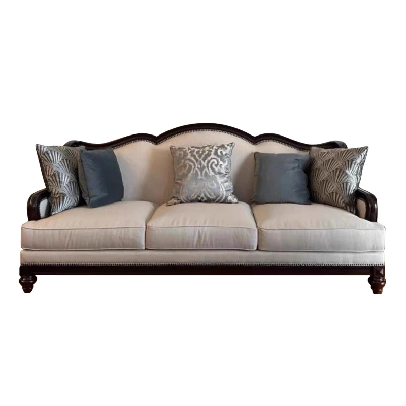

CX all-solid wood fabric sofa European retro sofa living room sofa household small apartment