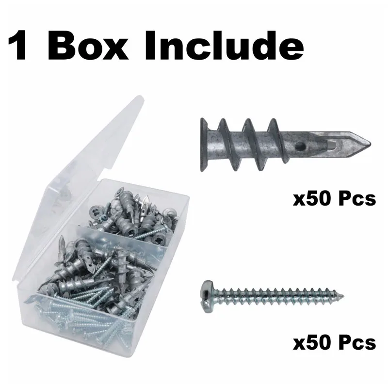Hollw Wall Plasterboard Anchor Zinc Alloy Drywall Self-drilling Anchors E8/13*41mm #8*1-1/4 Tapping Screw