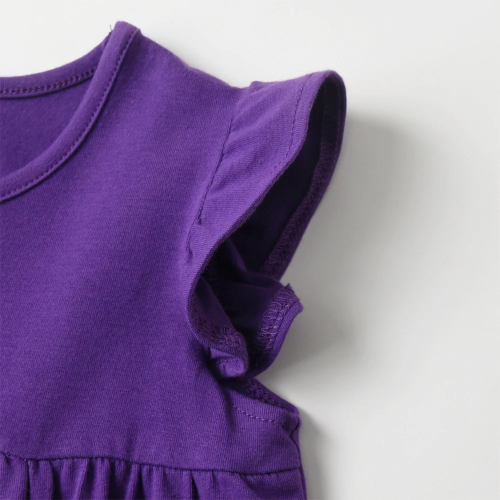 DXTON Zomer Rechte kinderjurk Fly Sleeve Kids Katoenen zonnejurk Eenhoorn Bloem Gedrukt Vakantie Kinderen Meisjes Casual Jurken