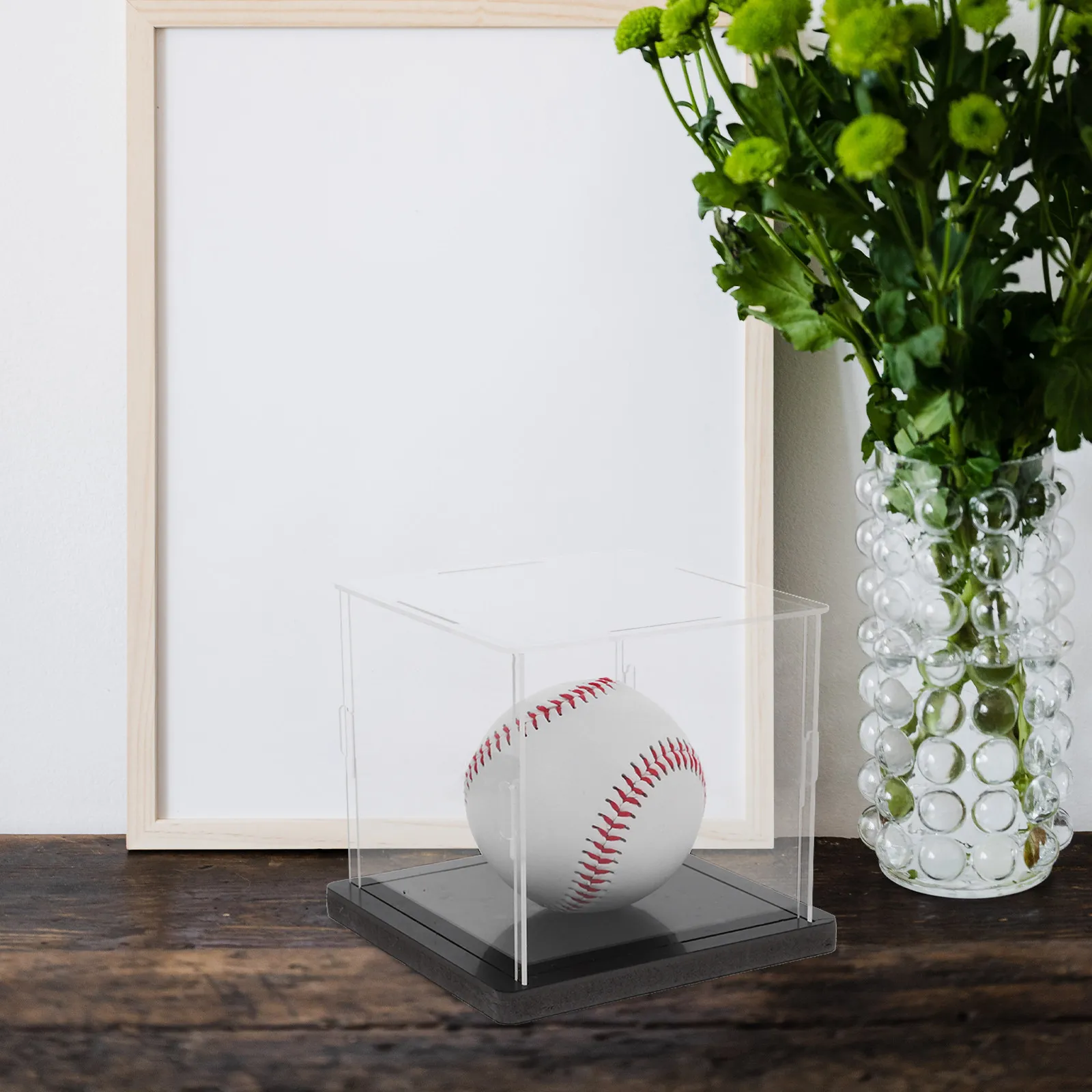 

1 комплект, 1 набор: Прозрачный настольный бокс-витрина для бейсбольных мячей и коллекционных предметов, компактный и прочный органайзер для домашнего хранения