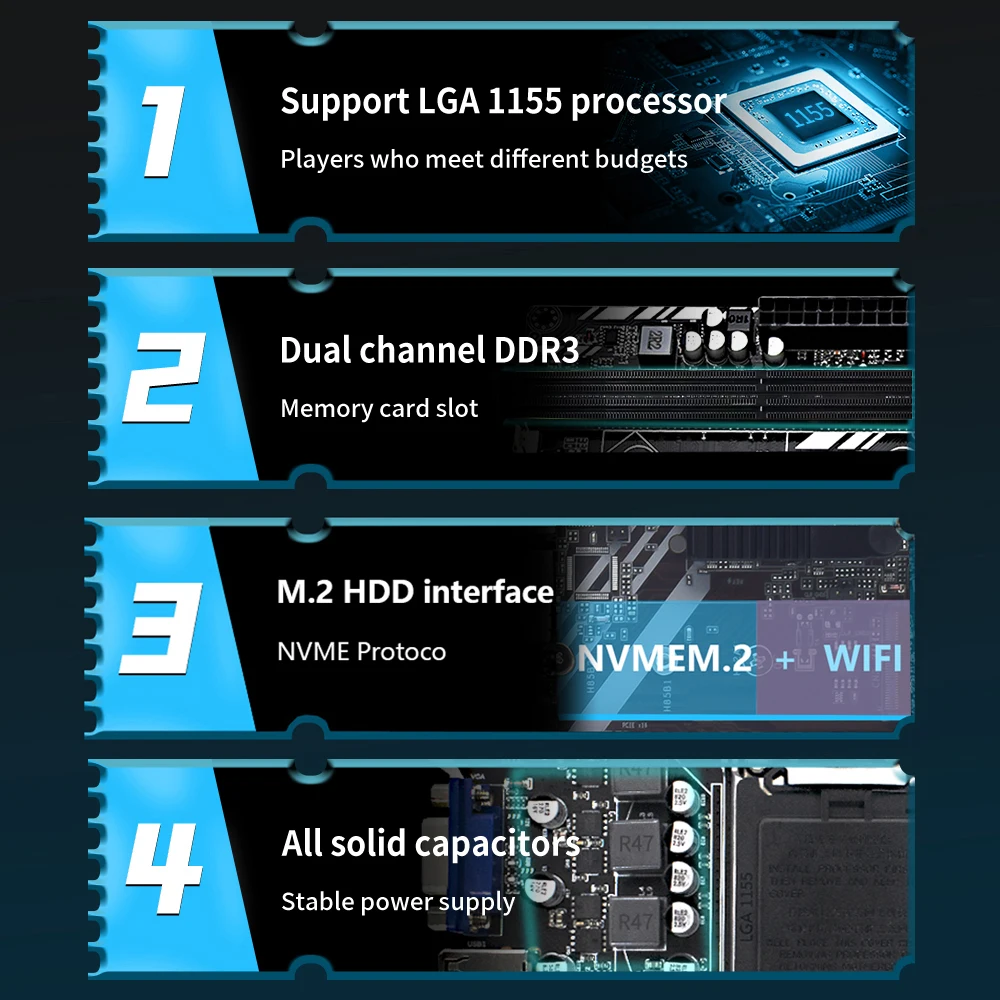 Imagem -05 - Mucai-motherboard H61 Ddr3 16gb 2x8gb Memória Ram 1600mhz com Processador Intel Core i5 3570 Cpu e Kit Lga 1155