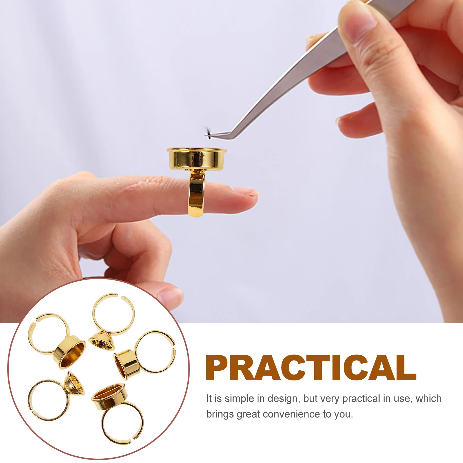 

5Pcs Eyelash Lash Rings Professional Extension Holder Cups Practical Lash Organizer Quick Use Beauty Supplies Eyelash Ring