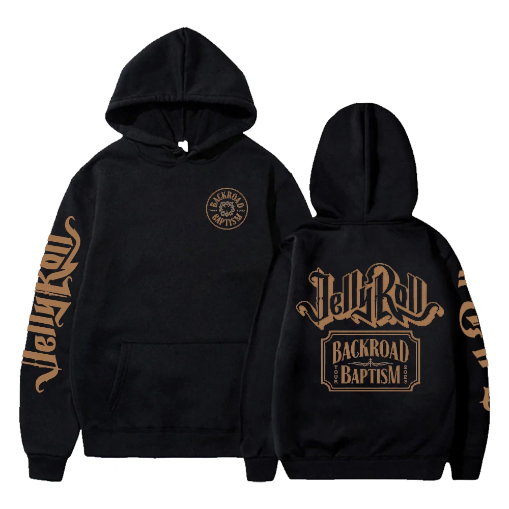 Jelly Roll-moletom com capuz de manga comprida para homens e mulheres, streetwear, hip hop, backroad, batismo, roupas world tour, 2023