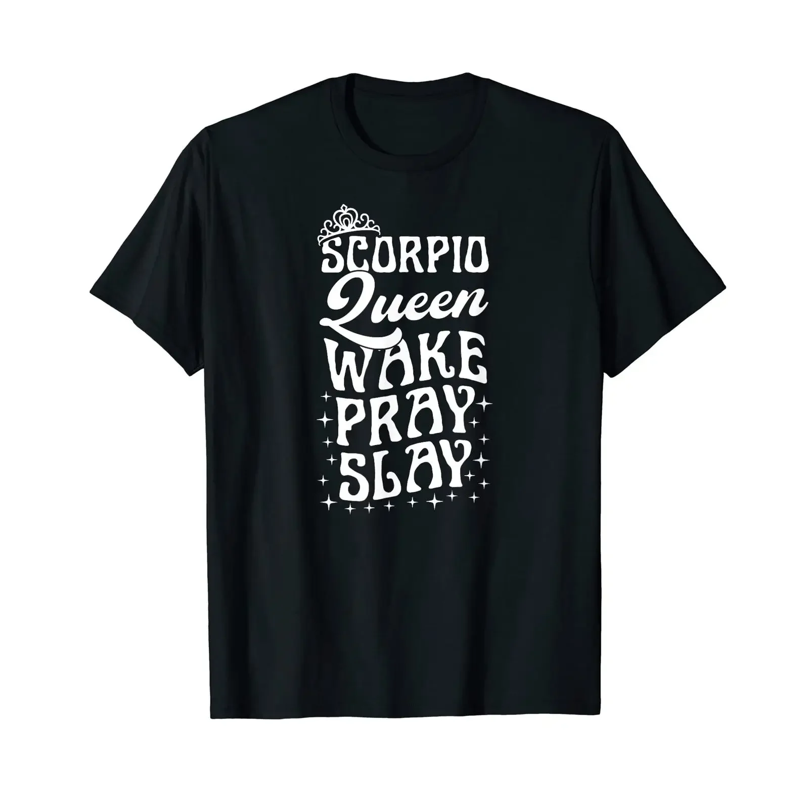 Camiseta Skorpion Queen Wake Pray Slay Christian Scorpio Schild vintage lavada para uso diário, com estampa gráfica, moda masculina