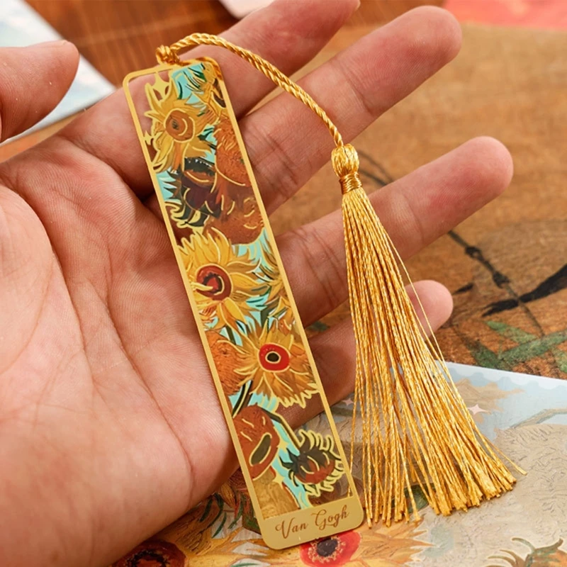 

6 Pcs Oil Painting Bookmarks with Tassels Hollow Out Page Marker Reading Bookmarks Metal Bookmarks Creative Page Marker D2RC