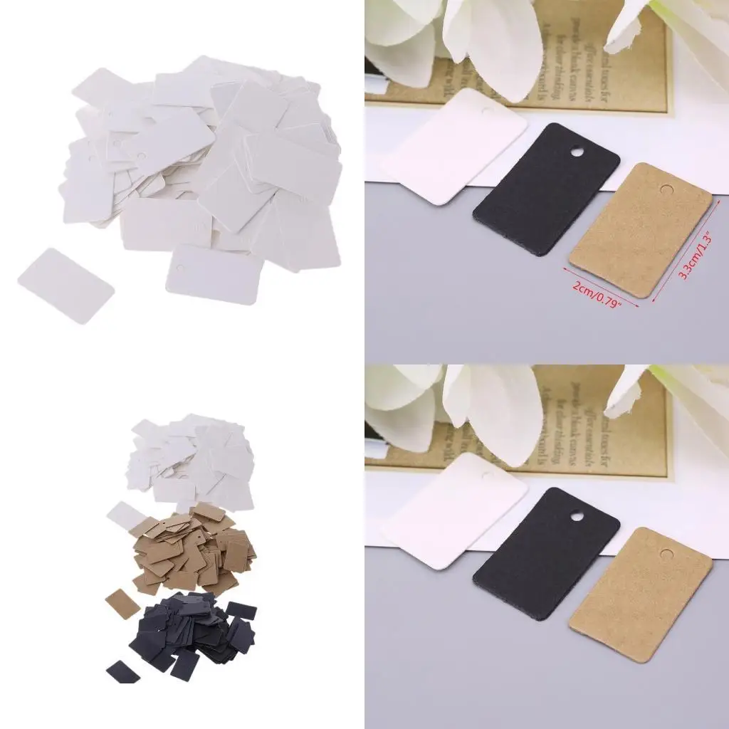 L43A 100pcs Kraft Paper Gift Cards Hang Tags Jewelry Labels Tag Craft Decor 2x3.3cm