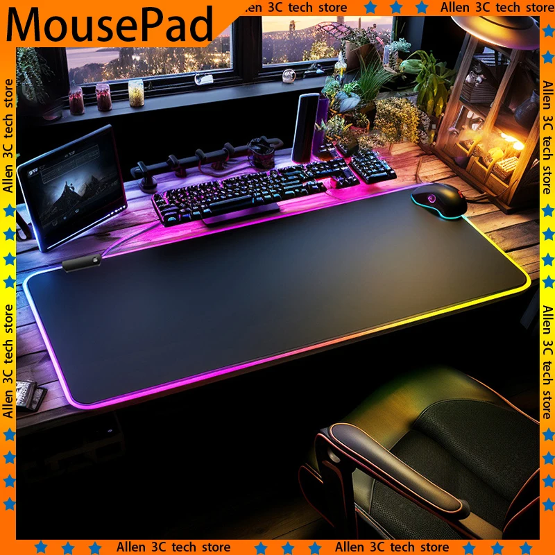 

Светящийся разноцветный игровой коврик для мыши RGB 250x350 400x900, Настольный коврик для ноутбука, большой коврик для мыши, игровой коврик для клавиатуры и мыши