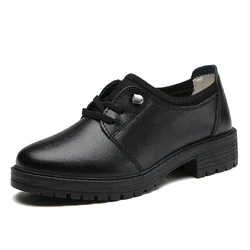 Nuove donne scarpe Oxford appartamenti scarpe Casual in pelle Pu punta tonda tacco piatto scarpe da lavoro scarpe da ginnastica nere coreane scarpe da donna