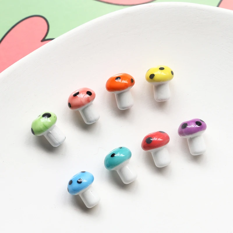1pcs Colorful Cartoon Mushroom Glass Beads Pendant Diy Handmade Jewelry Earrings Necklace Bracelet Accessories Beaded Material