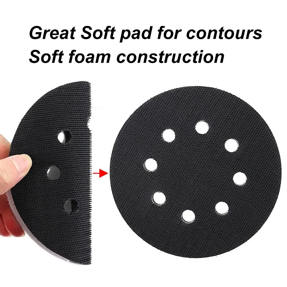 MLGB-6PCS 5 Inch(125Mm) 8-Hole Soft Sponge Interface Pad For Sanding Pads And Hook&Loop Sanding Discs For Surface Polishing